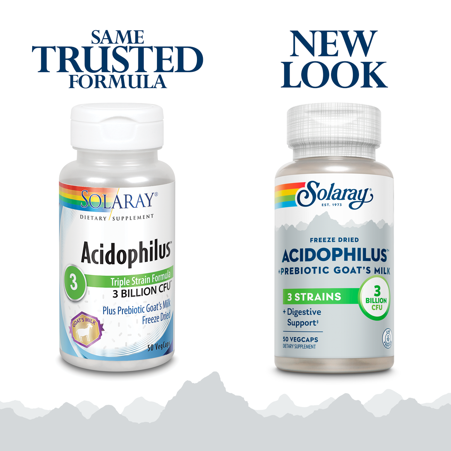 Solaray Acidophilus 3 Strain Probiotic & Prebiotic Goats Milk | 3 Billion CFU & Freeze Dried | 50 VegCaps