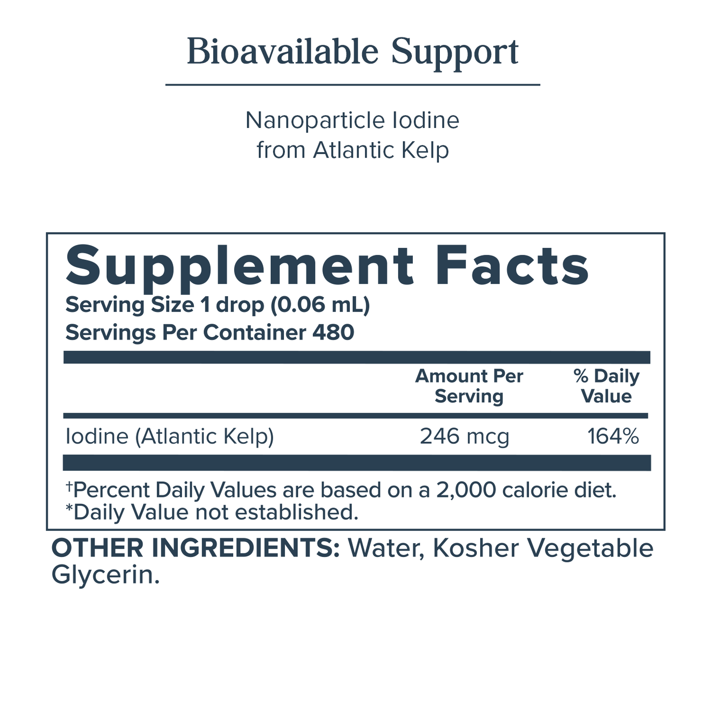 Heritage Store Nascent Colloidal Iodine Drops 246mcg, Liquid Iodine Supplement with Nascent Iodine from Atlantic Kelp, Bioavailable, Vegan, Approx. 480 Servings, 1oz