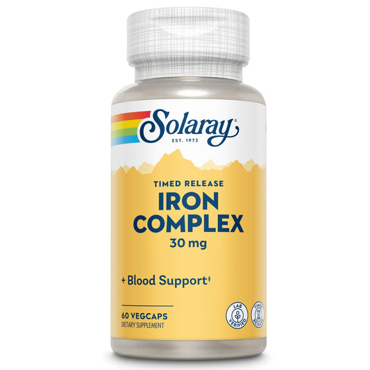 Solaray Iron Complex, Timed Release, Healthy Circulation, Red Blood Cell & Cardiovascular Support, 60 Serv, 60 VegCaps