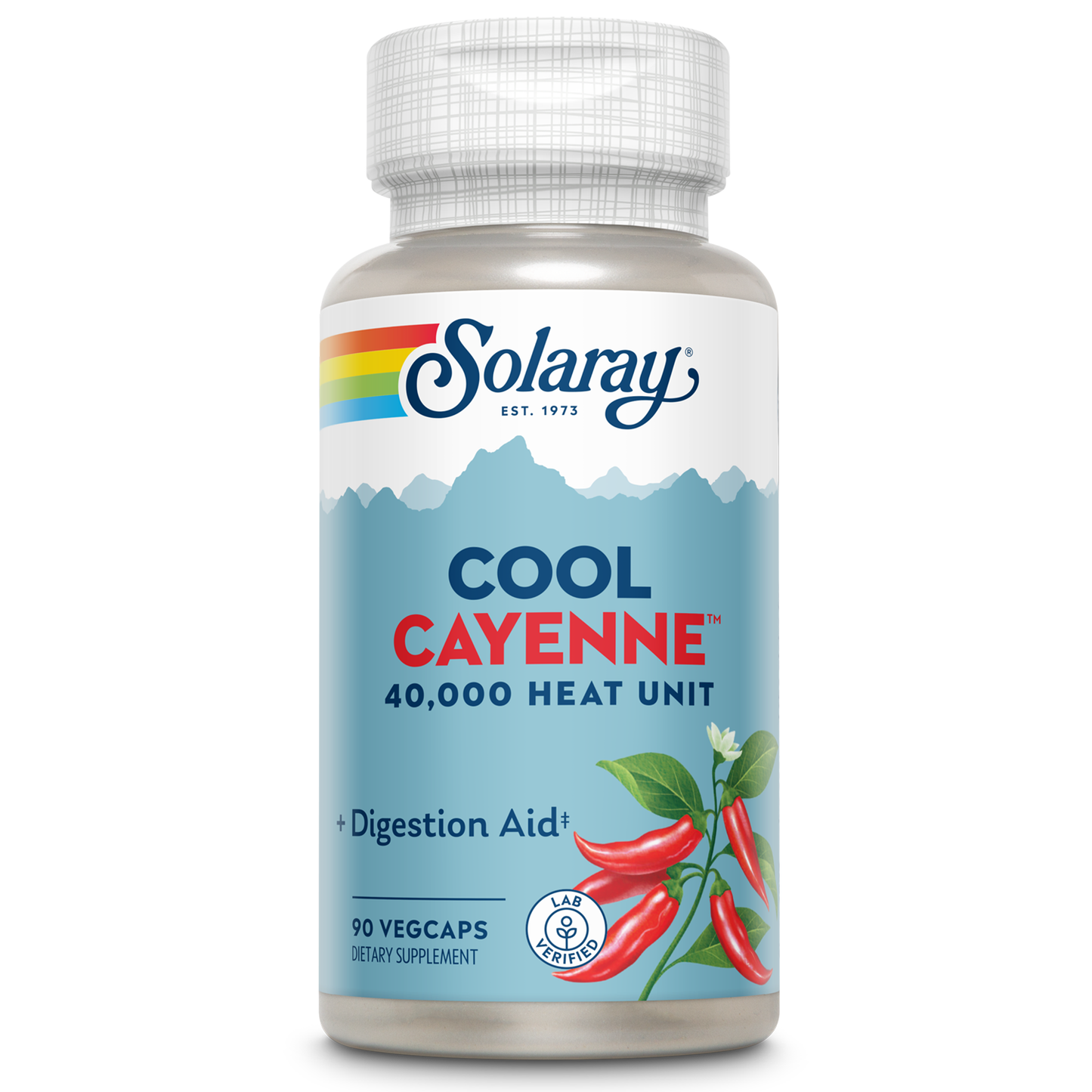 Solaray Cool Cayenne Pepper 40,000 HU, Cayenne Pepper Capsules, Digestion Aid, Circulation, Metabolism, and Cardiovascular Support, Bio-Cool Process, Lab Verified, 60-Day Money-Back Guarantee, 45 Servings, 90 VegCaps