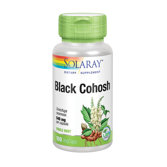Solaray Black Cohosh 540 mg | Womens Health & Menopause Support Supplement | Whole Root | Non-GMO, Vegan & Lab Verified | 100 VegCaps