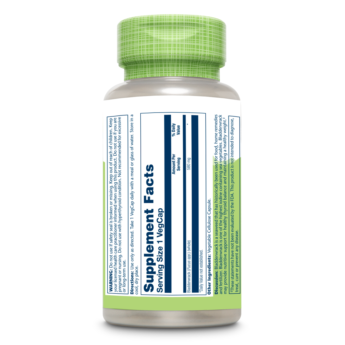 Solaray Bladderwrack Seaweed 580 mg Healthy Thyroid Balance and Weight Management Support Non-GMO & Vegan 100 VegCaps