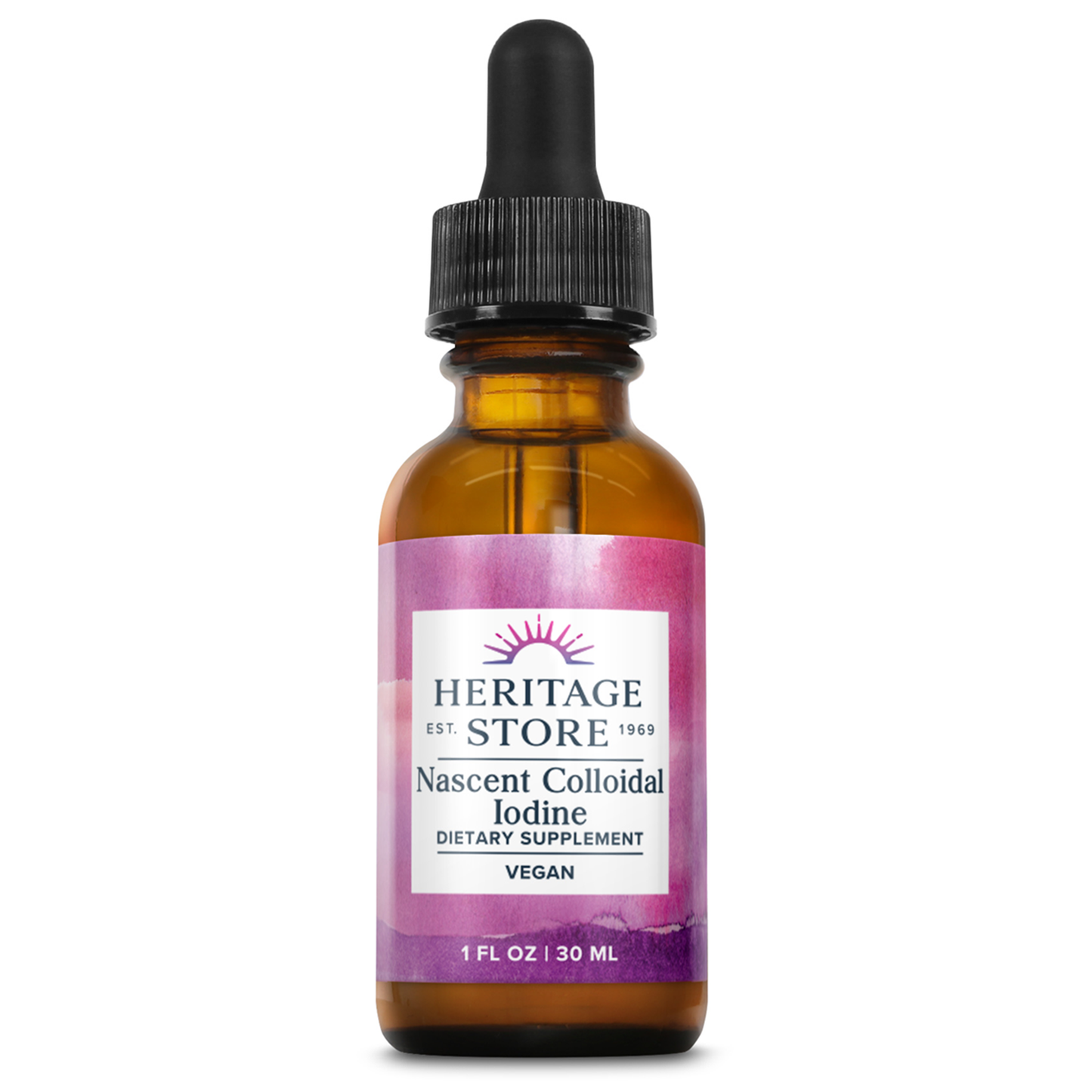 Heritage Store Nascent Colloidal Iodine Drops 246mcg, Liquid Iodine Supplement with Nascent Iodine from Atlantic Kelp, Bioavailable, Vegan, Approx. 480 Servings, 1oz