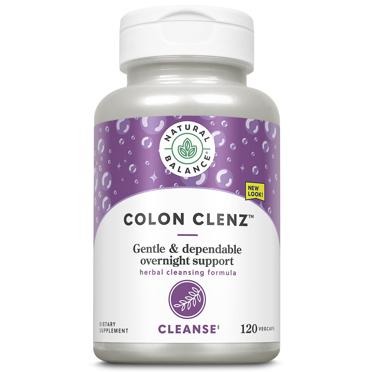 Natural Balance Colon Clenz, Herbal Colon Cleanse & Detox Supplement, Gentle & Dependable Overnight Formula 60ct (120 CT)