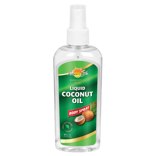Natures Life Liquid Coconut Oil Body Spray, Pure & Fractionated | Light, Fast-Absorbing Hair & Skin Moisturizer | 6oz