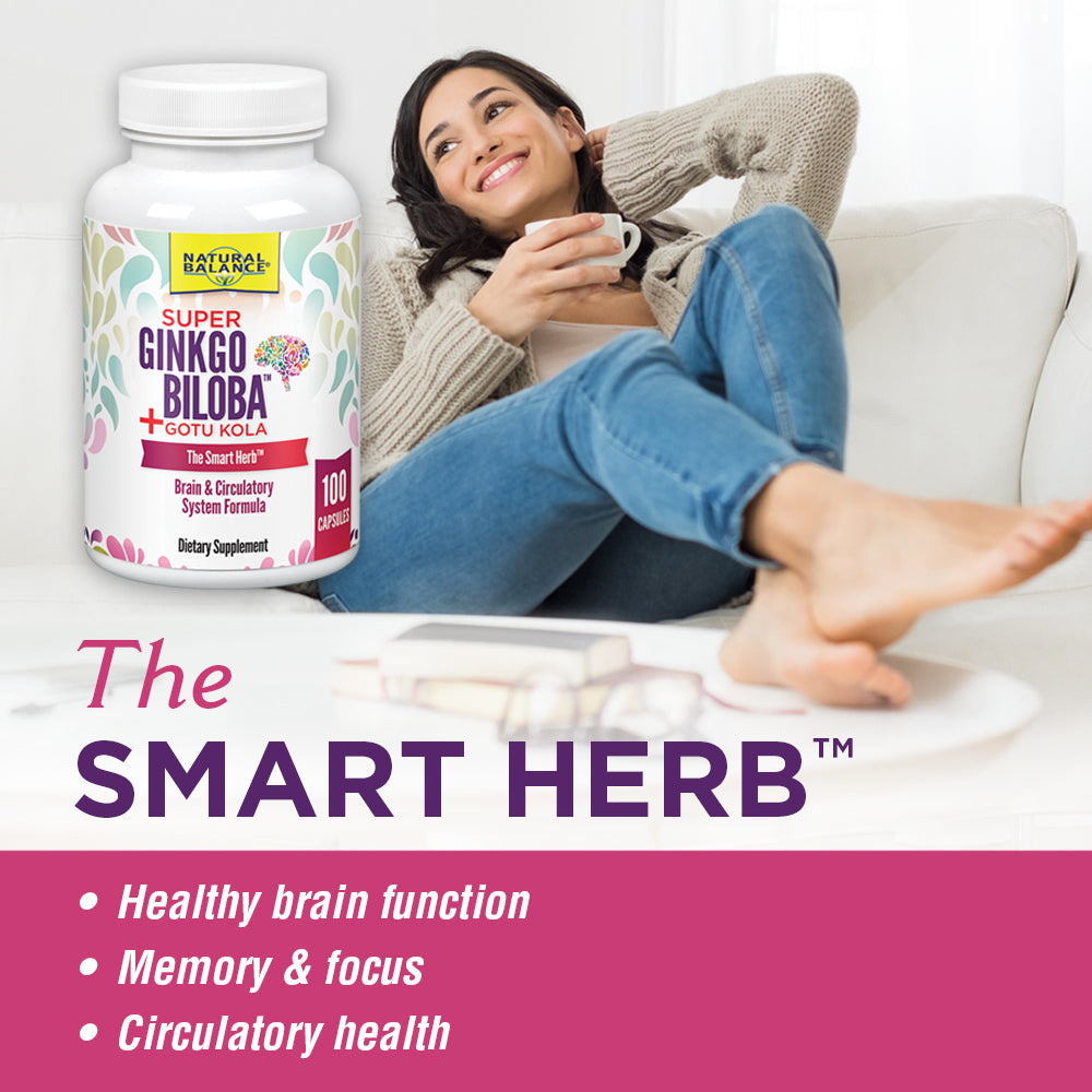 Natural Balance Super Ginkgo Biloba Plus | Brain & Circulation Formula to Help Support Focus, Memory & Blood Flow | With Gotu Kola | 100ct, 50 Serv.