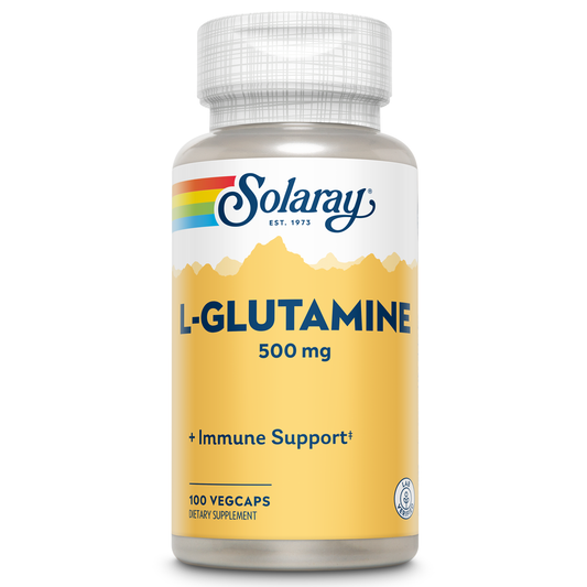 Solaray L Glutamine Capsules 500 mg - Immune Support Supplement - Free Amino Acid - Lab Verified, 60-Day Money-Back Guarantee - 100 Servings, 100 VegCaps