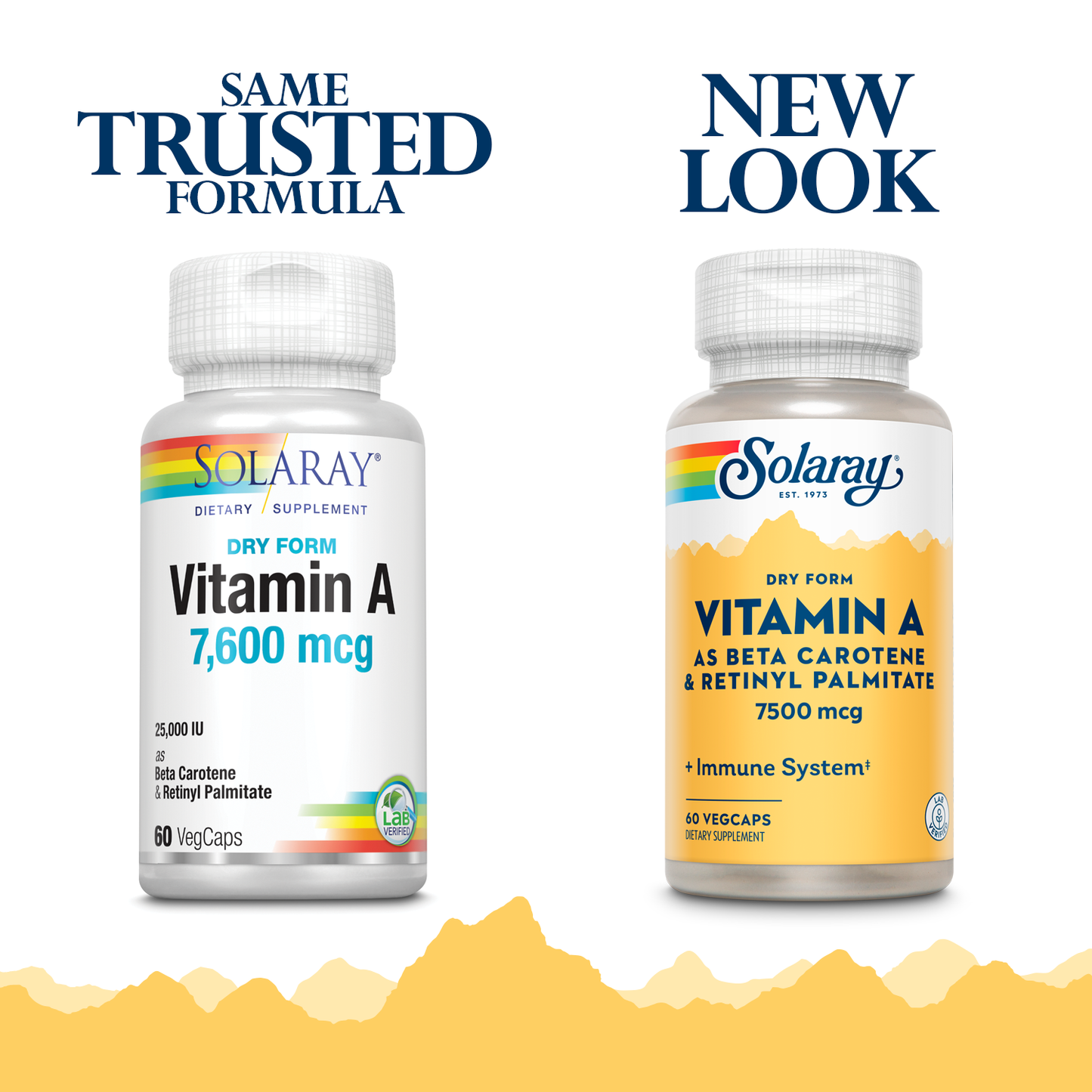Solaray Dry Form Vitamin A - Vitamin A as 60% Beta Carotene and 40% Retinyl Palmitate with Carrot Powder - Eyes, Antioxidant Activity, and Immune System Support - 60 Servings, 60 VegCaps