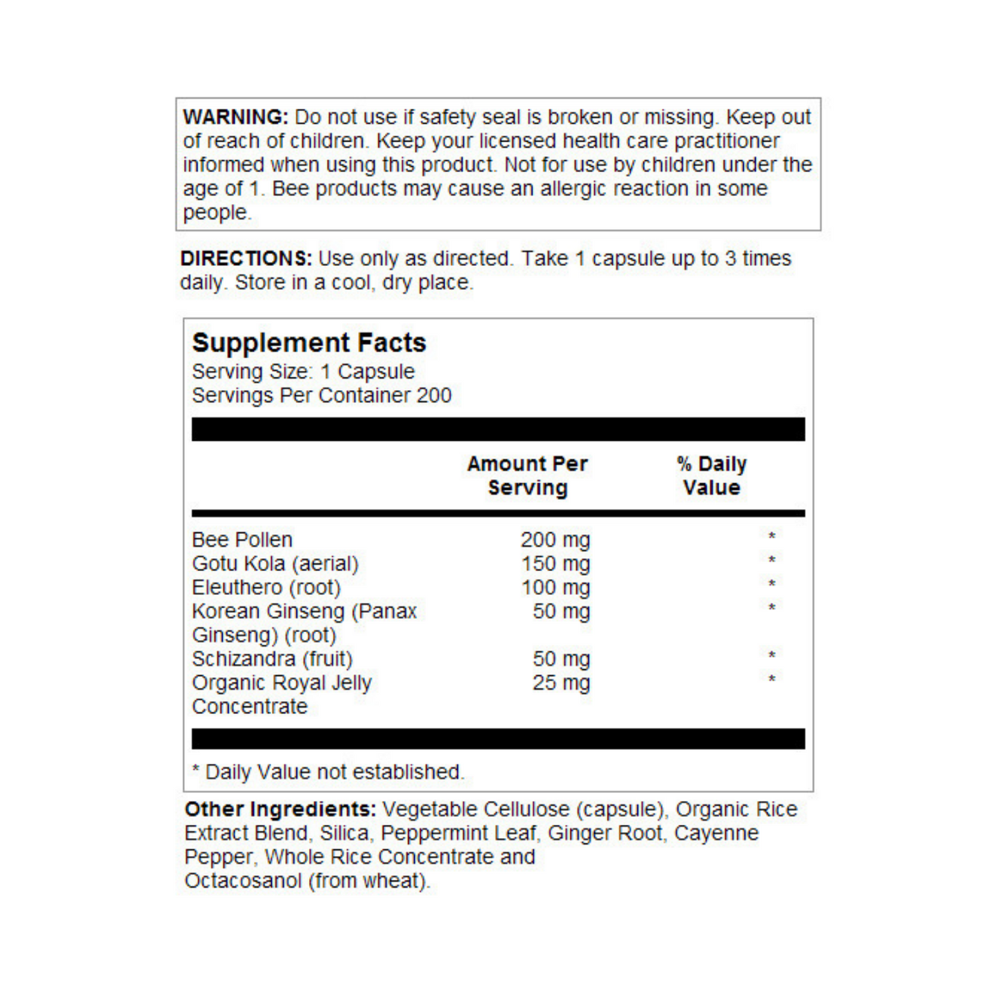 Honey Gardens Premier Raw Energy Extreme, Capsule (Btl-Plastic) 720mg 200ct
