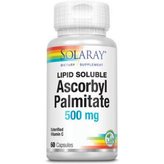 Solaray Ascorbyl Palmitate Vitamin C 500mg | Antioxidant, Immune Function, Bone, Joint & Nerve Health Support | 60 Caps