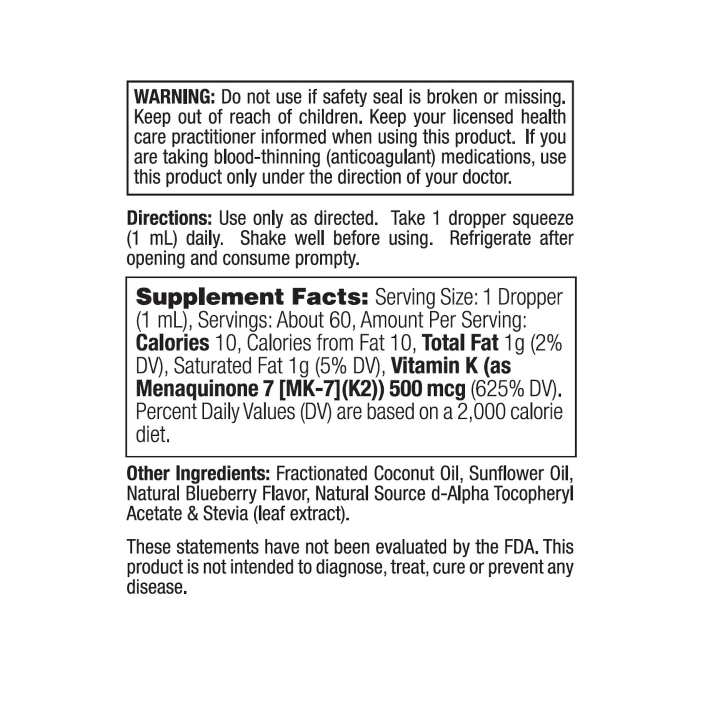 Nature's Life Vitamin K2 (MK7) Drops, 2 oz