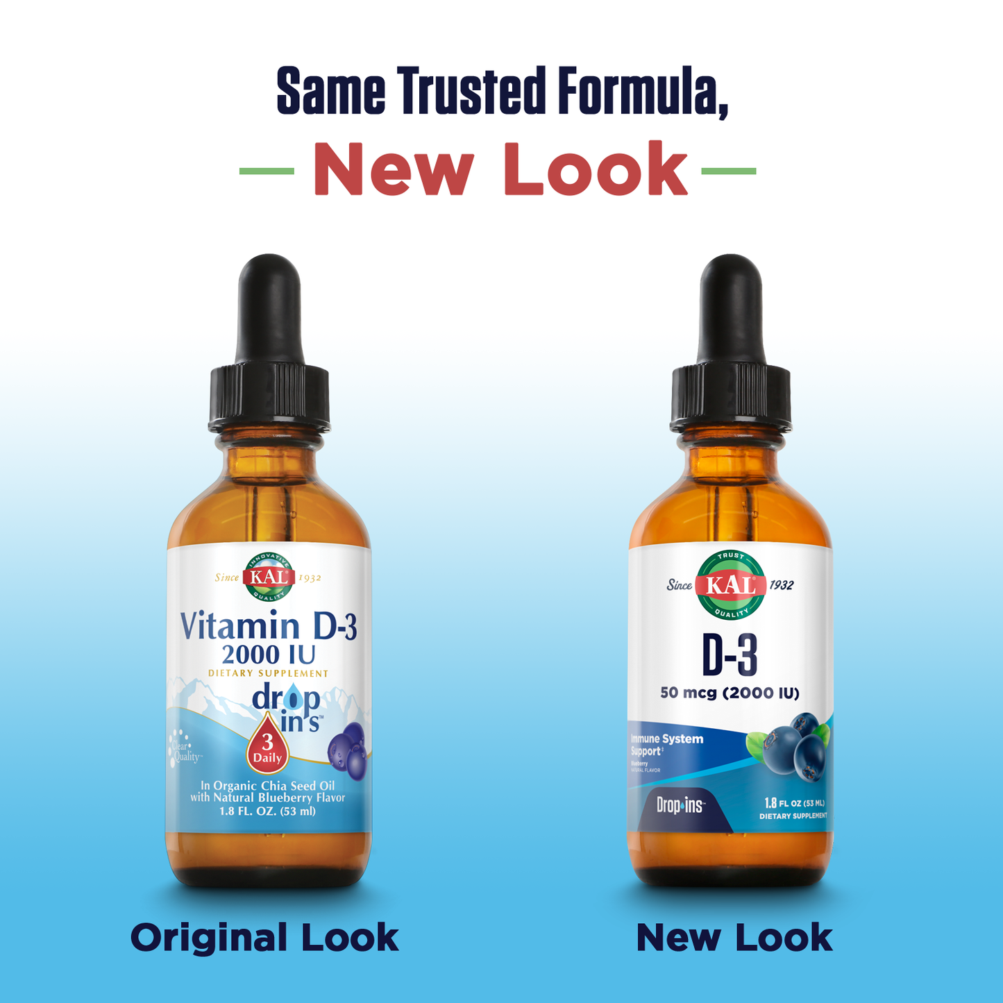 KAL Vitamin D-3 2000 IU Dropins in Organic Chia Seed Oil, Natural Blueberry | Healthy Immune & Bone Support | 590 Serv.
