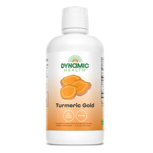 Dynamic Health Turmeric Gold, 100% Juice, Turmeric Supplement, No Additives, Joint Support, Antioxidant, Inflammation, Vegan, Gluten Free, Non-GMO, 32 Fl Oz