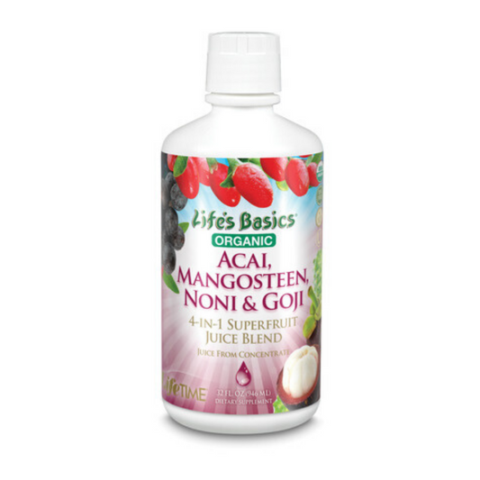 LIFETIME 4 Juice Organic Blend, Liquid, Mixed Fruit (Btl-Plastic) | 32oz