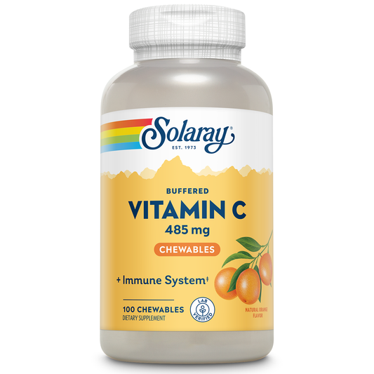 Solaray Chewable Vitamin C Buffered Natural Orange Flavor w/ Rose Hips & Acerola 500mg 100 Chewables