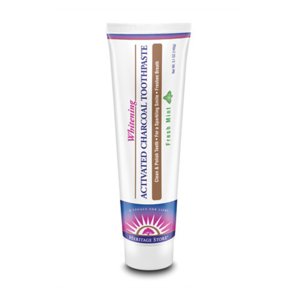 HERITAGE STORE Activated Charcoal Toothpaste Vegan, Gel, Mint (Tube) | 5.1oz
