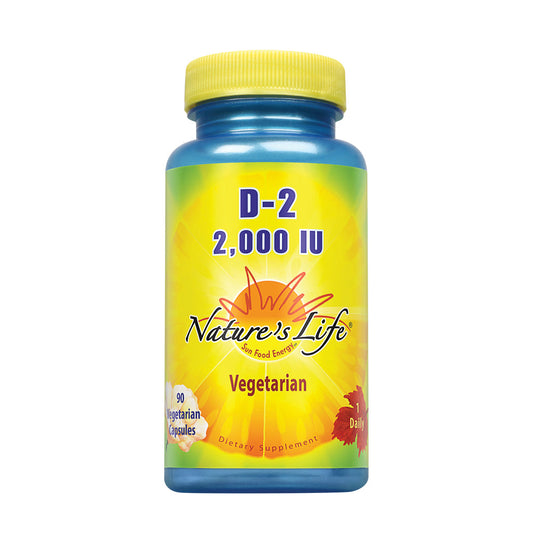 Nature's Life Vitamin D-2 2000IU | High Potency Ergocalciferol | Supplement May Support Bone & Heart Health | 90 Vegetarian Capsules