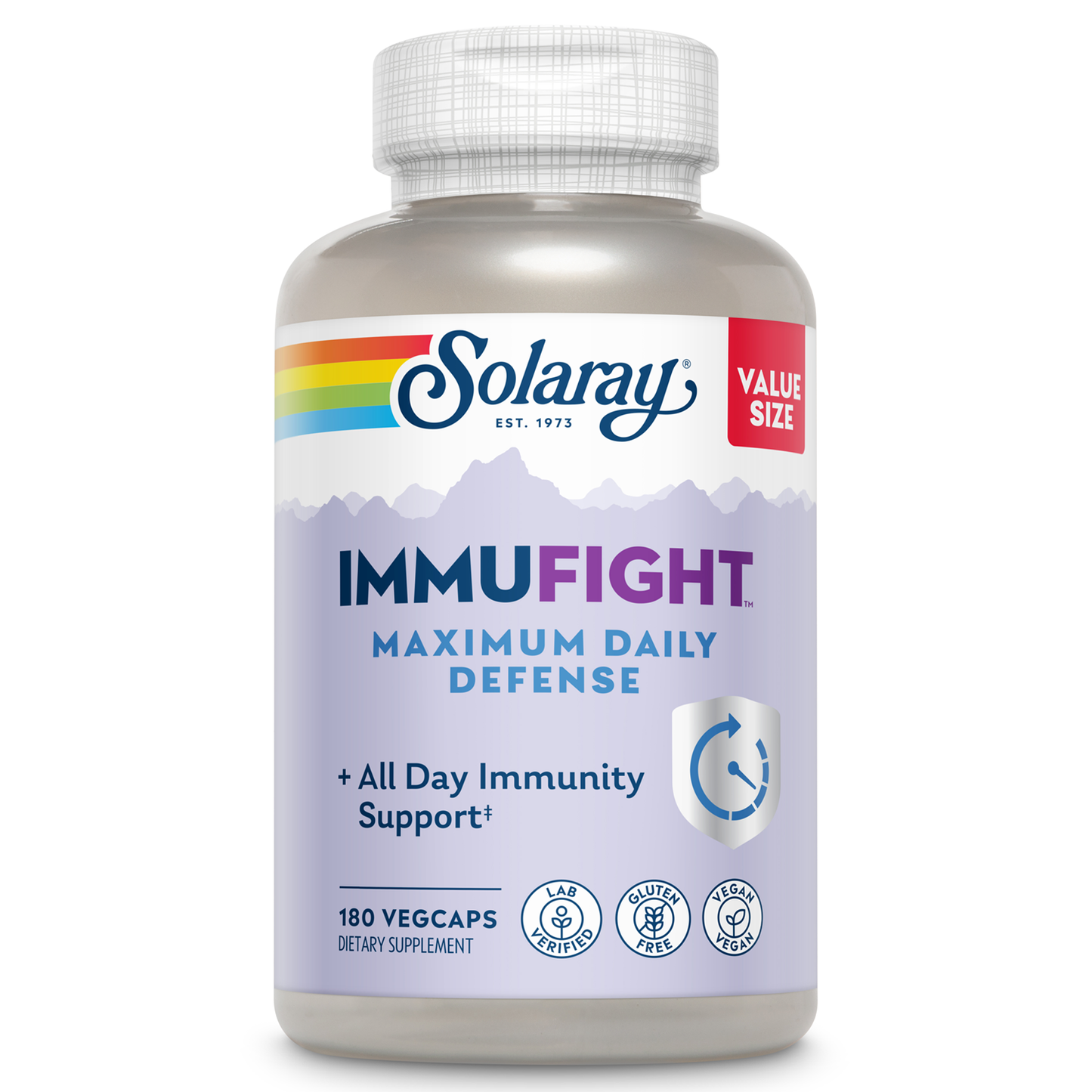 Solaray Immufight Maximum Daily Defense, All Day Immune Support, Vitamin C, Vitamin D, Zinc, Probiotics, Monolaurin, Acerola & More, Vegan & Gluten Free, 60 Day Guarantee, 30 Servings, 90 VegCaps