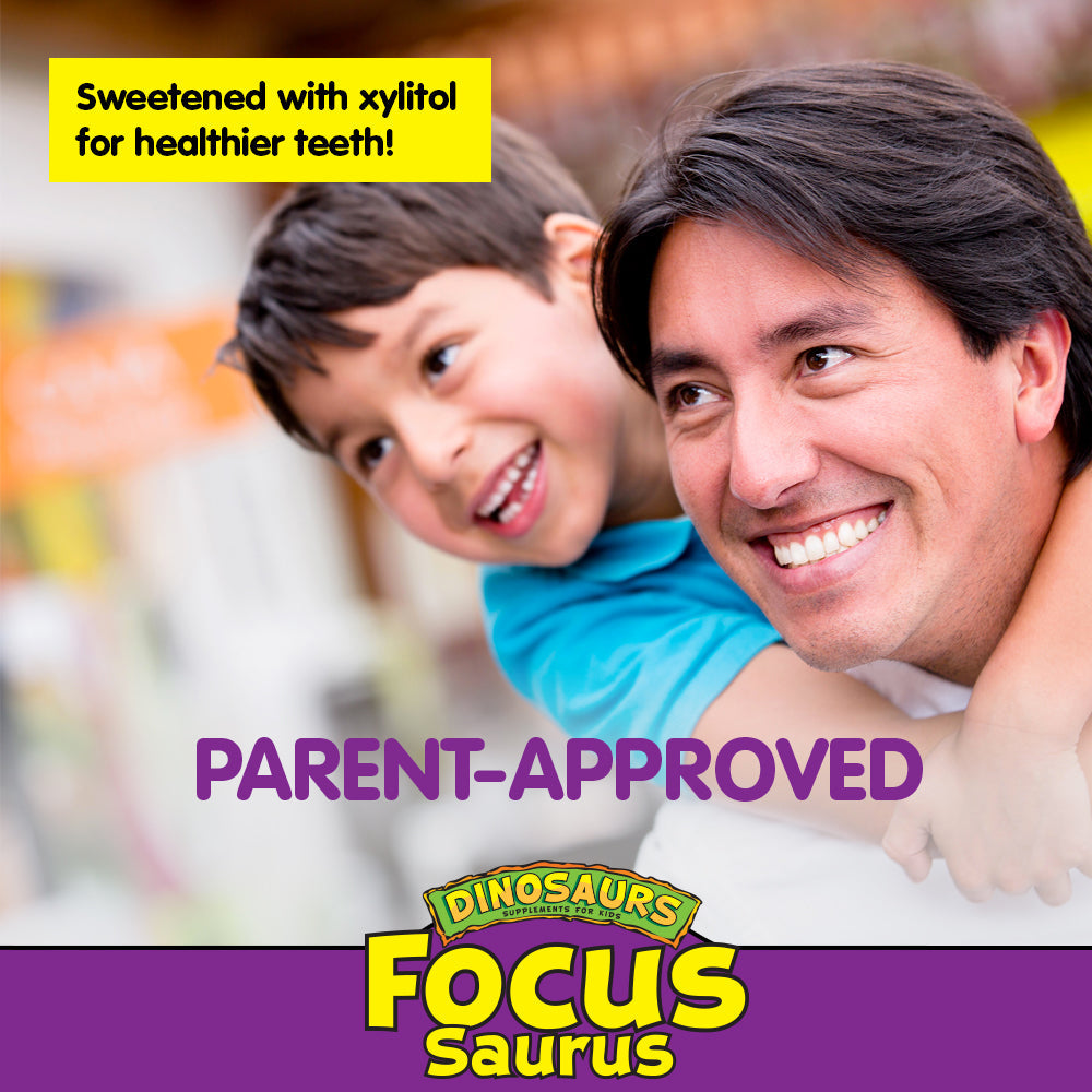 KAL Focus-Saurus | Focus Support for Kids | Amino Acid, Antioxidant & GABA Focus Blend for Children | No Sugar, Grape Flavor Chewables | 30 ct