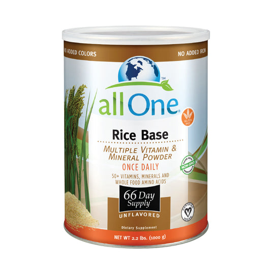 allOne Rice Base Multiple Vitamin & Mineral Powder , Once Daily Multivitamin, Mineral & Whole Food Amino Acid Supplement w/6g Protein (66 Servings) (66 Servings)