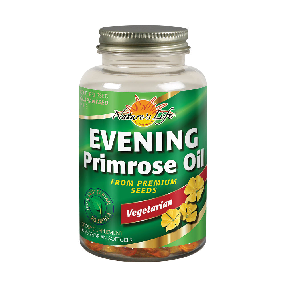Nature's Life Evening Primrose Oil, Vegetarian | PMS & Menopause Hormone Balance Support | Skin Health | 90 CT