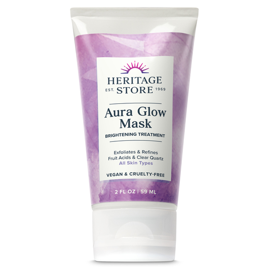 Heritage Store Aura Glow Facial Mask, Brightening & Refining Treatment, All Skin Types, Exfoliating Gel Mask with AHA & Fruit Acids, Hyaluronic Acid, Sea Moss & Clear Quartz, Vegan, Paraben Free, 2oz