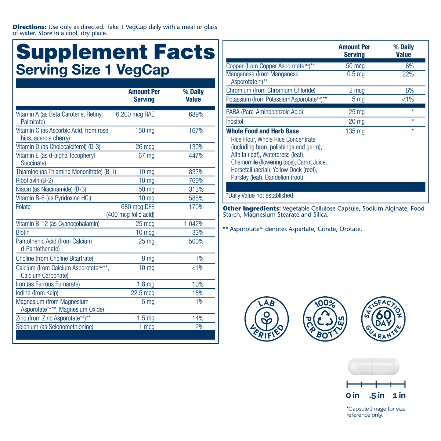 Solaray Once Daily High Energy Multivitamin, Supports Immunity & Energy, Whole Food Base Ingredients, Mens and Womens Multi Vitamin, 180 VegCaps (120 Servings, 120 VegCaps)
