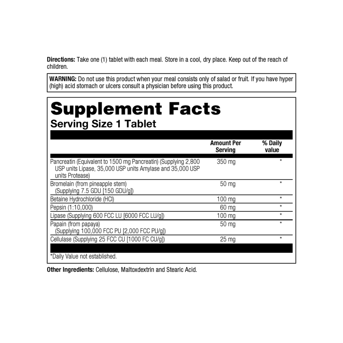 Nature's Life Enzyme Aid Digestive | 100 ct