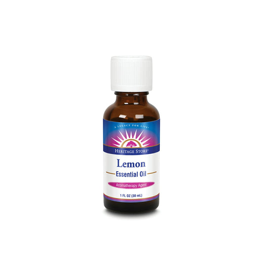 HERITAGE STORE Lemon Essential Oil, Lemon (Btl-Glass) 1oz