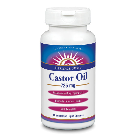 Heritage Store Castor Oil 725 mg | Healthy Intestinal Balance & Digestion Support | With Fennel Oil | 60 Caps