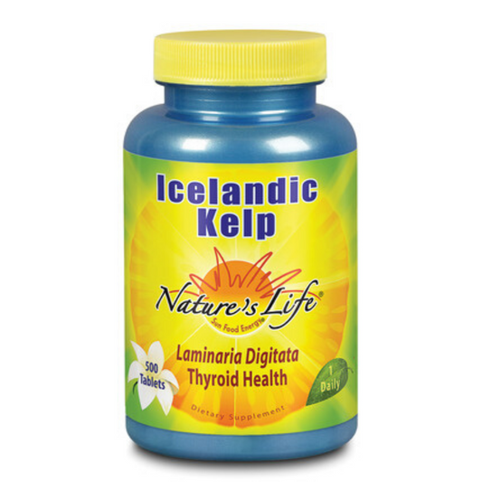 Nature’s Life Icelandic Kelp 41 mg Tablets - Iodine Supplement and Thyroid Support - Gluten Free, Non-GMO Green Superfood - 60-Day Guarantee - 500 Servings, 500 Tablets