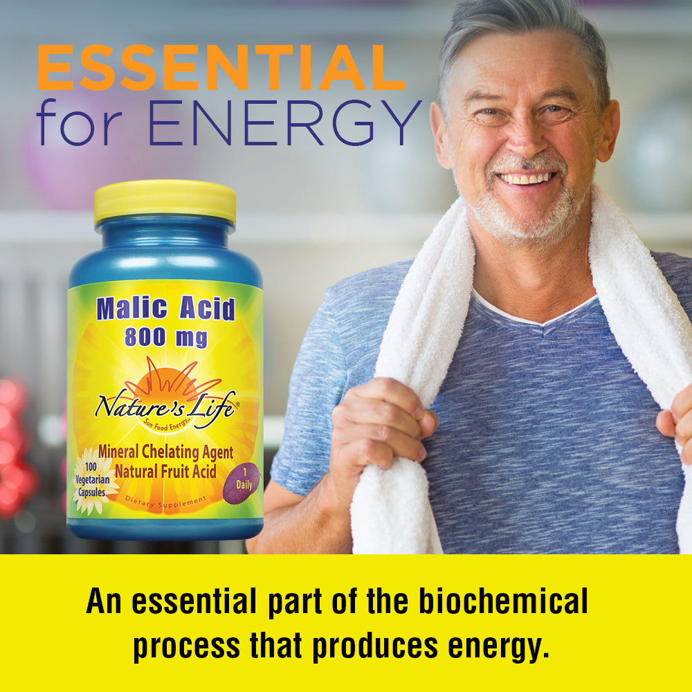 Nature's Life Malic Acid 800 mg Chelating Agent May Help Support Energy & Muscle Comfort No Gluten, Non-GMO 250 Count