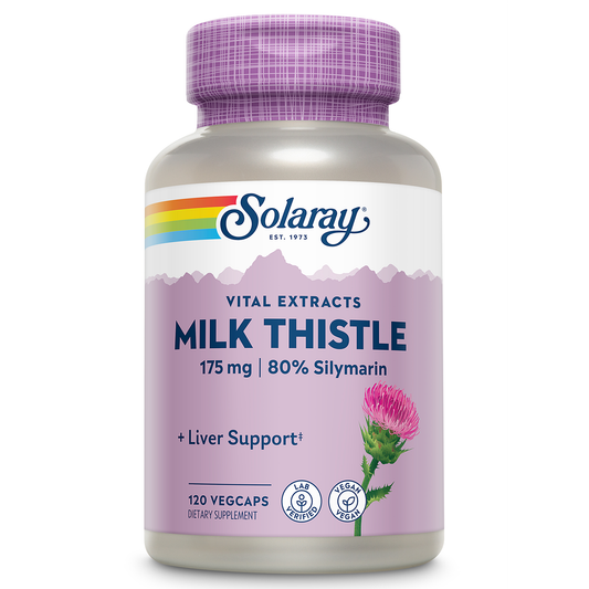 Solaray Milk Thistle Seed Extract 175mg Antioxidant Intended to Help Support a Normal, Healthy Liver Non-GMO & Vegan 120 VegCaps
