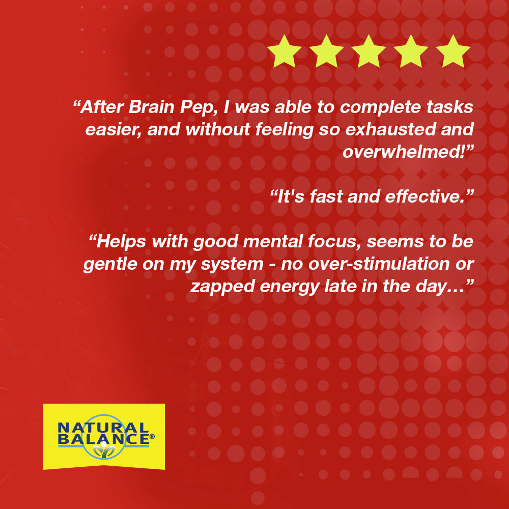 Natural Balance Brain Pep | Brain Function Supplement with Ginkgo Biloba, Kola Nut | Helps Support Improved Memory, Focus & Mental Clarity | 60 Capsules