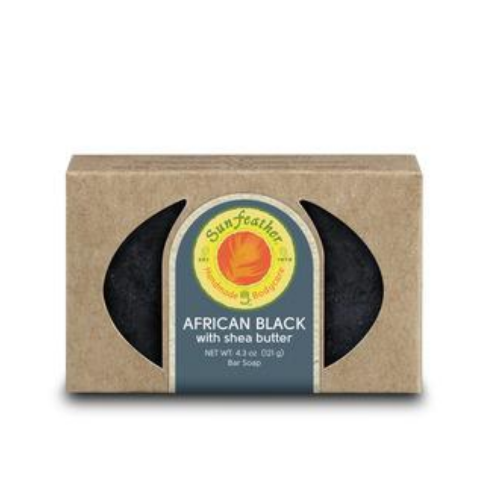 SunFeather African Black Soap, Bar (Carton) | 4.3oz