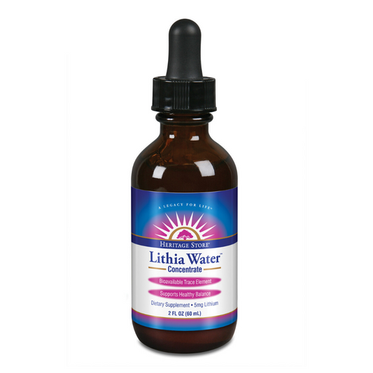 HERITAGE STORE Lithium Water Concentrate Vegan One Daily, Drops, Unflavored (Btl-Glass) | 60ml 2oz
