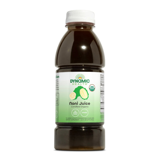 Dynamic Health Organic Noni Juice, 100% Juice No Additives, Immune System Support, Increase Energy, Antioxidant Supplement, Vegan, Gluten Free, Non-GMO, 16 Fl oz