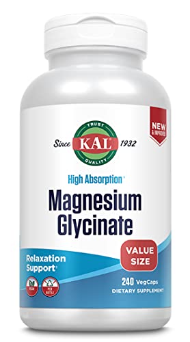 KAL Magnesium Glycinate High Absorption, Healthy Relaxation, Muscle Function & Bone Support, Vegan