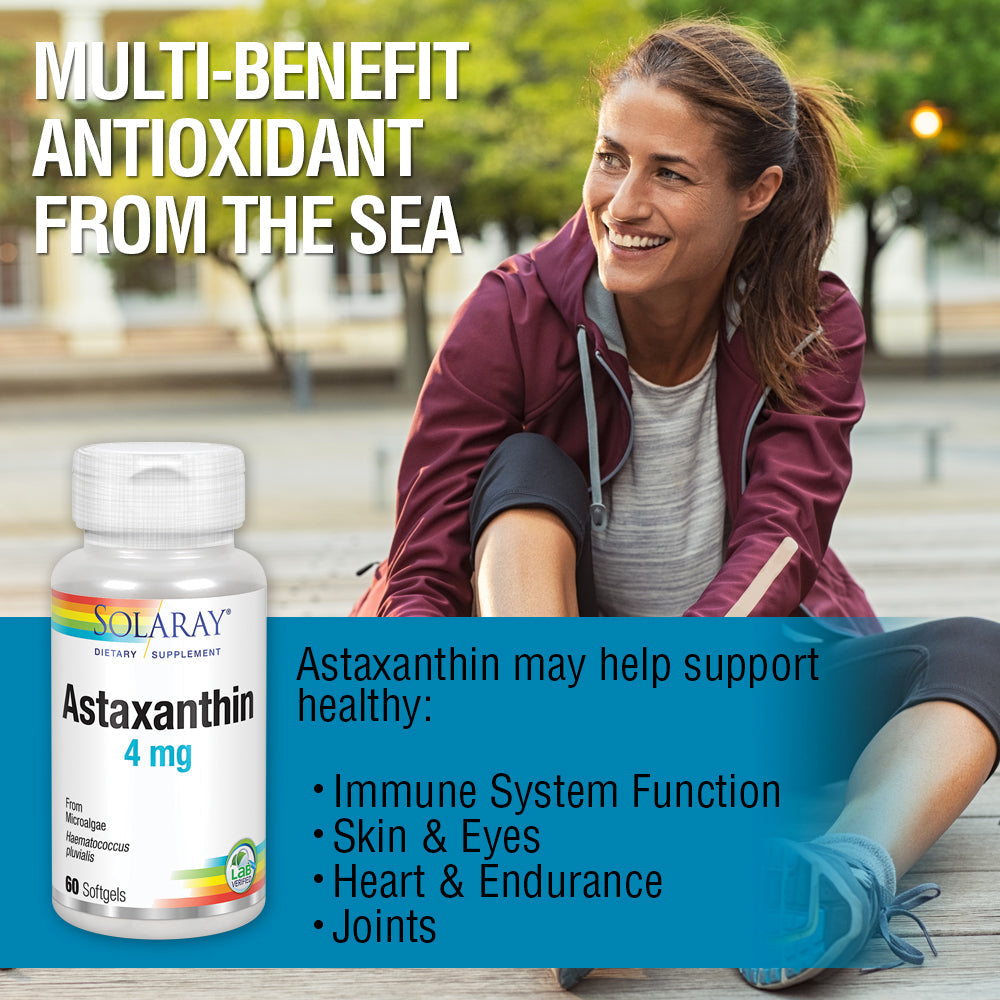 Solaray Astaxanthin 4 mg | Antioxidant | Healthy Eye, Skin, Cardiovascular Function & Joint Support | 60 Softgels