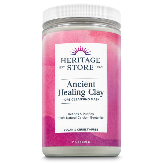 Heritage Store Ancient Healing Clay Pore-Cleansing Mask | Refines & Purifies with 100% Natural Calcium Bentonite (31 oz)