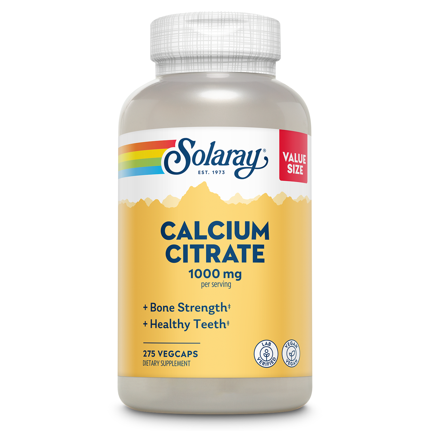 Solaray Calcium Citrate 1000mg, Chelated Calcium Supplement for Bone Strength, Healthy Teeth & Nerve, Muscle & Heart Function Support, Easy to Digest, 60-Day Guarantee, Vegan | 30 Servings | 120ct (68 Serv, 275 Count)