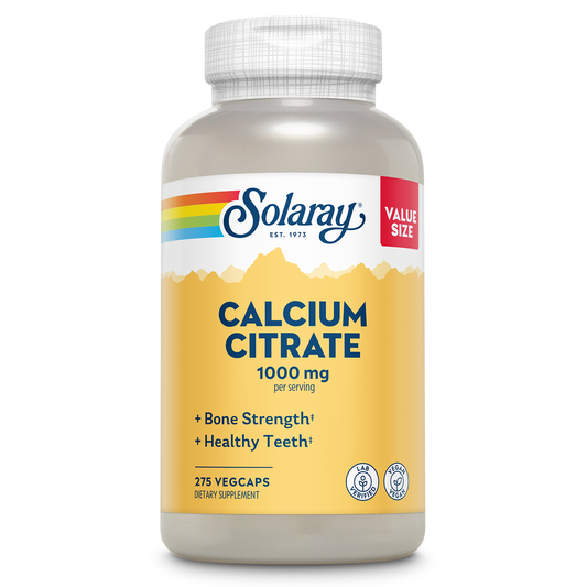 Solaray Calcium Citrate 1000mg, Chelated Calcium Supplement for Bone Strength, Healthy Teeth & Nerve, Muscle & Heart Function Support, Easy to Digest, 60-Day Guarantee, Vegan | 30 Servings | 120ct (68 Serv, 275 Count)