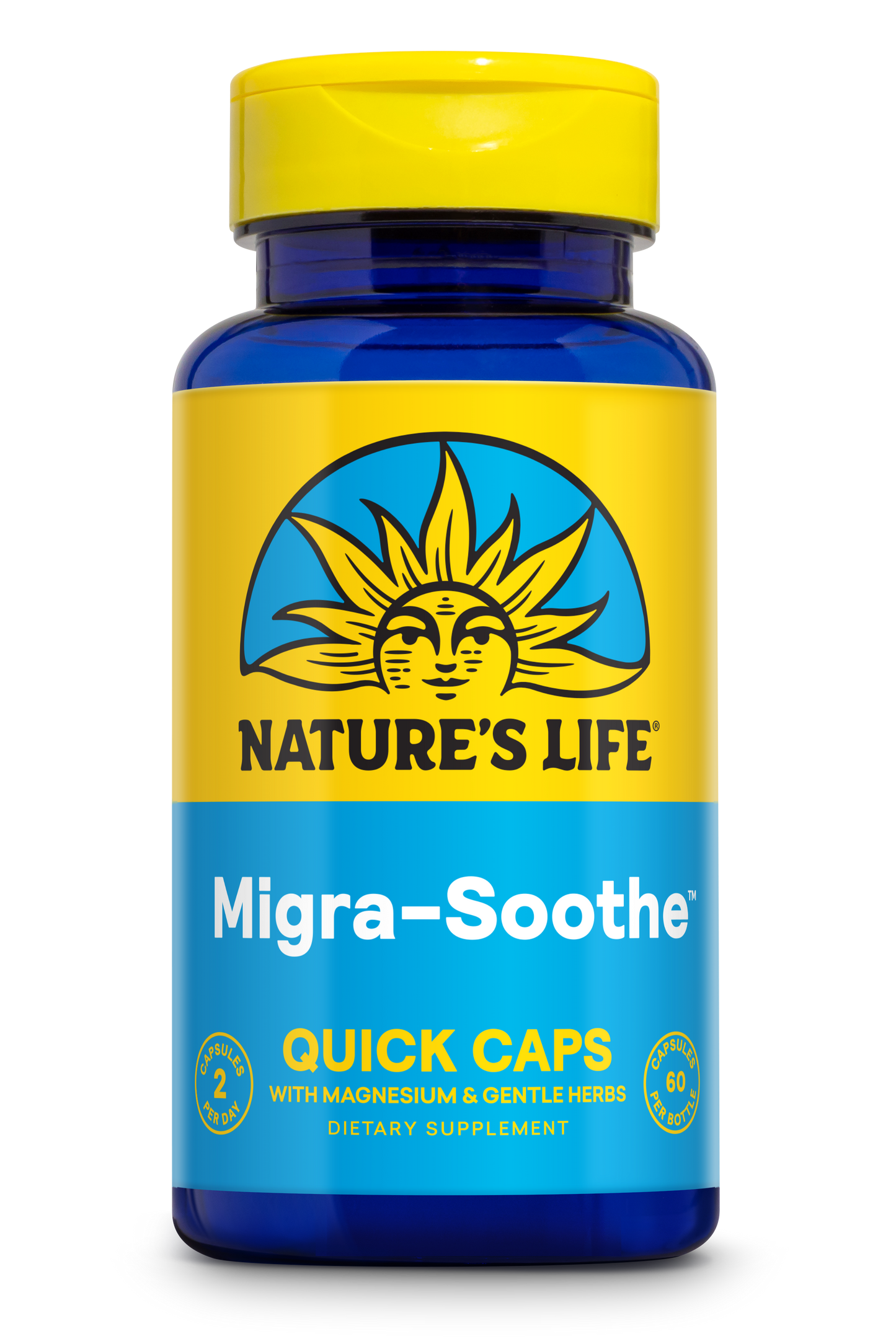 Nature's Life MigraSoothe Quick-Caps | Extra Strength Formula with Magnesium, Feverfew, White Willow | 60ct, 30 Serv.