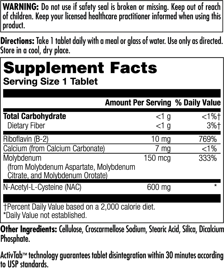 NAC+ Tablets 600 mg 30 ct