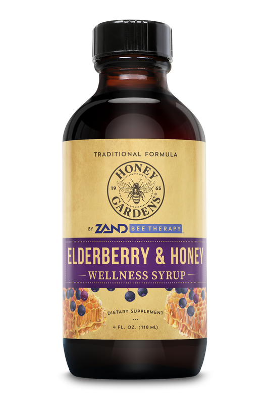 Honey Gardens Elderberry Syrup with Grade A Raw Honey, Propolis, Organic ACV & Elderberries | Traditional Immune Formula w/Echinacea  | Made in the USA | 8 fl. oz.