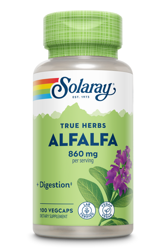 Solaray Alfalfa Leaf 860 mg, Alfalfa Capsules, Superfood with Naturally Occurring Vitamins, Minerals, and Fiber, Healthy Digestion Support, Vegan, 60-Day Guarantee, 50 Servings, 100 VegCaps