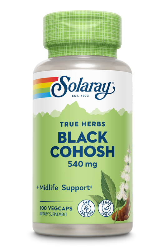 Solaray Black Cohosh 540 mg | Womens Health & Menopause Support Supplement | Whole Root | Non-GMO, Vegan & Lab Verified | 100 VegCaps