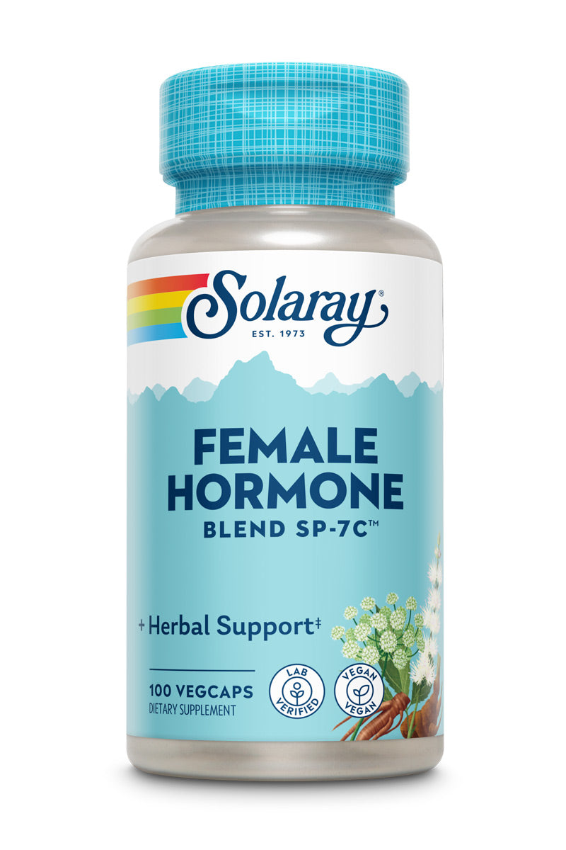 Solaray Female Hormone Blend SP-7C | W/ Black Cohosh, Dong Quai, Passion Flower, Wild Yam & More | 100 VegCaps, 50 Serv.