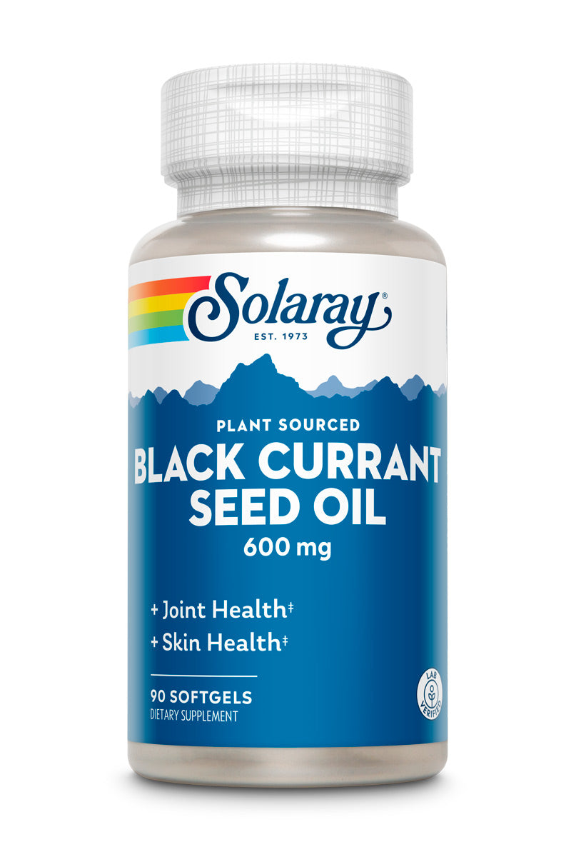 Solaray Black Currant Seed Oil 600 mg Gamma Linolenic Acid (GLA) Healthy Skin, Hair, Joints, Vascular & Immune Function Support 90 Softgels