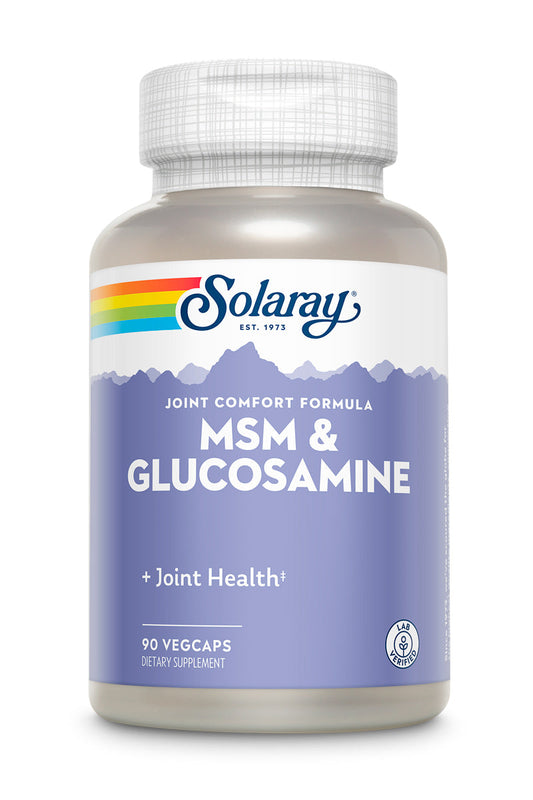Solaray MSM & Glucosamine - Healthy Joint Support Supplement for Flexibility and Range of Motion - Vitamin C for Enhanced Absorption - Lab Verified - 60-Day Guarantee - 45 Servings, 90 VegCaps